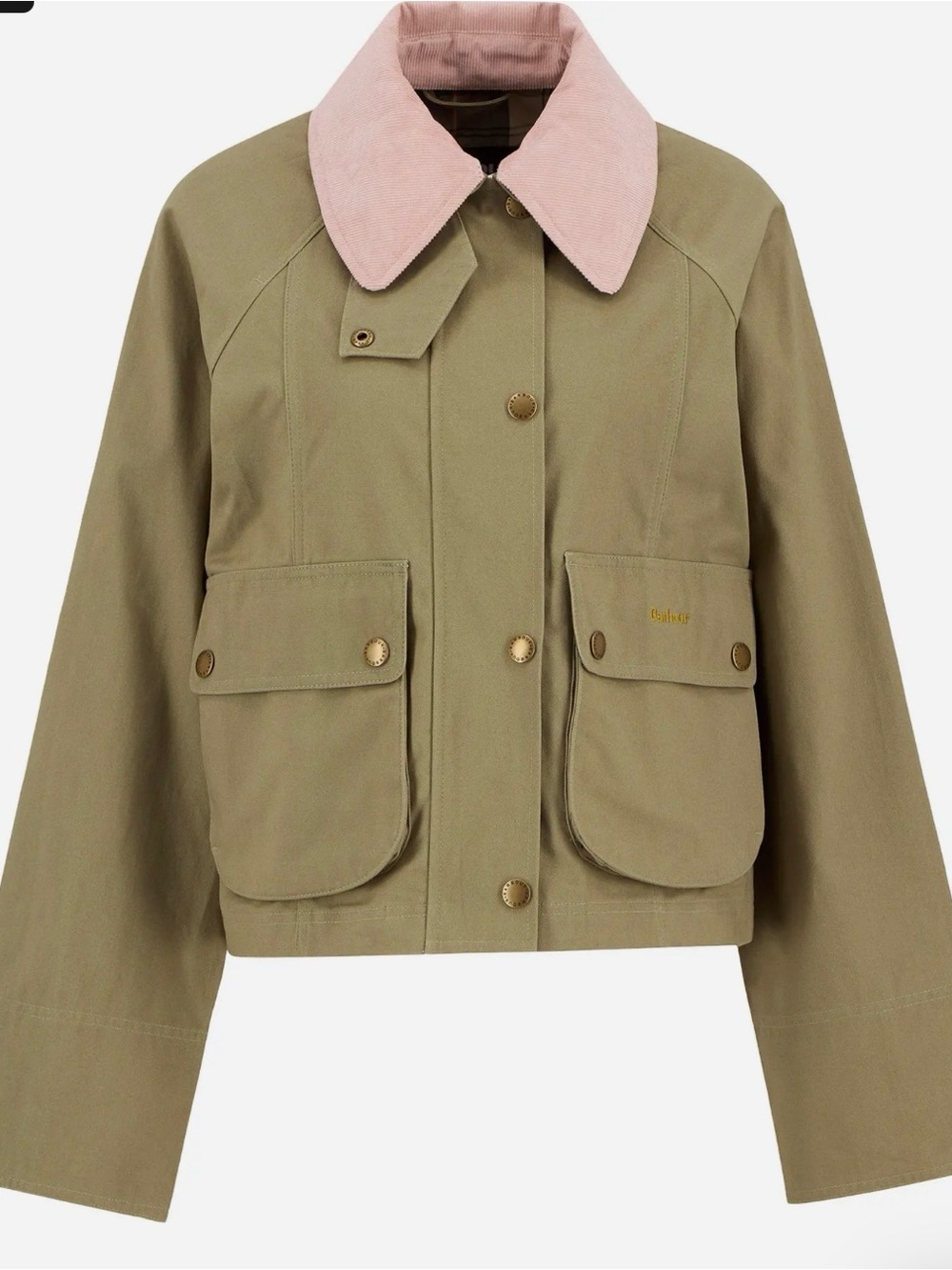 Barbour Women Cropped Jacket. Additional pink collar included. Size 2x - Picture 3 of 3